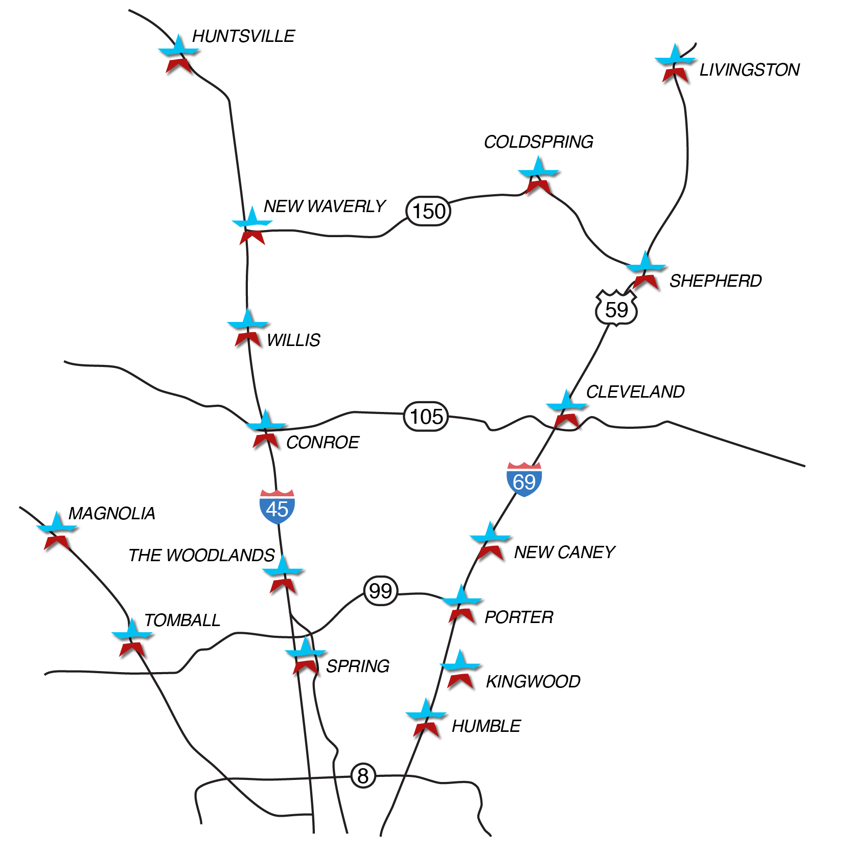 Coverage Area Map For AC and Heating Service, Installation and Repair